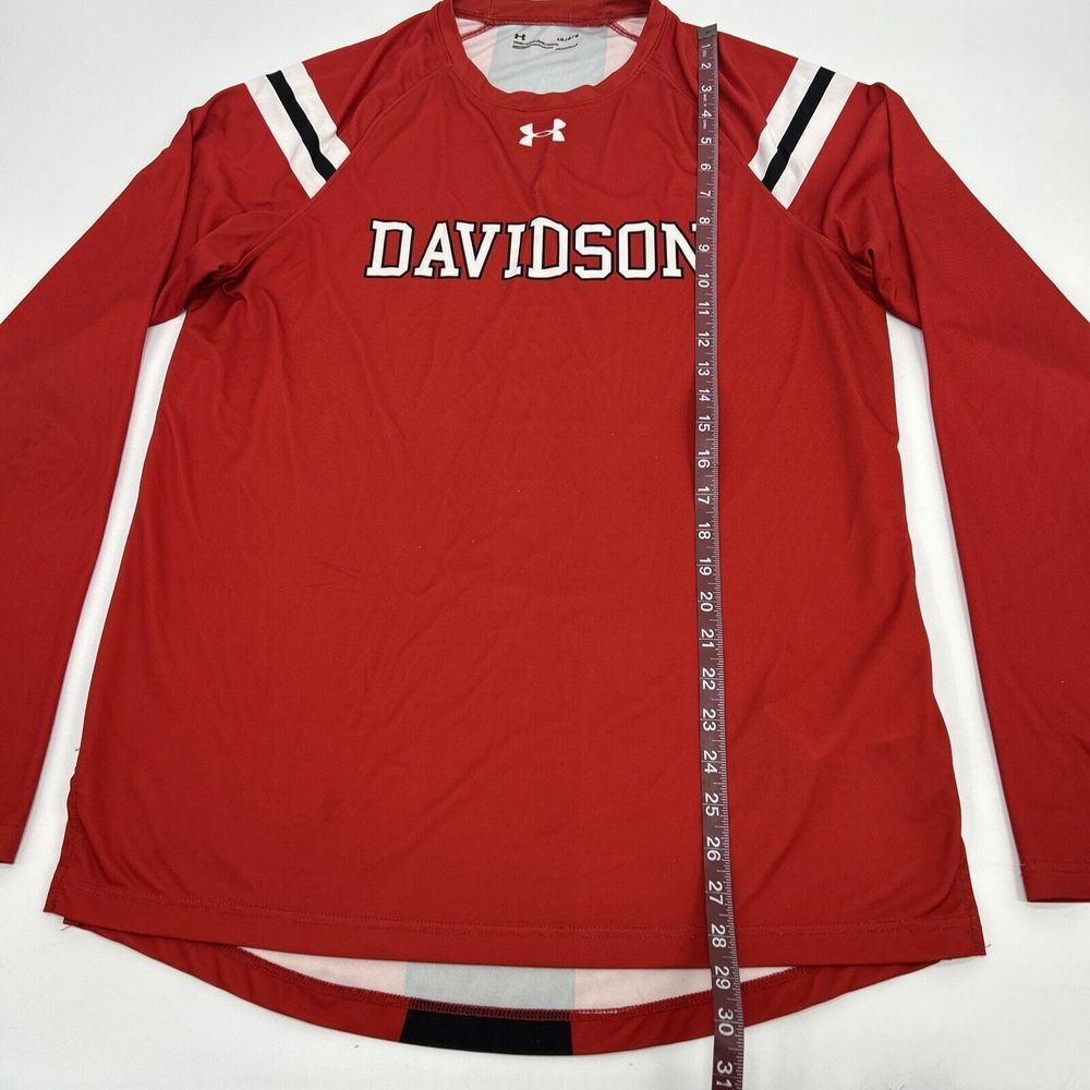 Davidson Wildcats Shirt Mens L Red Under Armour Long Sleeve Crew Neck Basketball - Picture 8 of 11